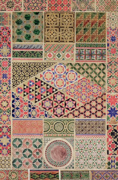&39;Gramática do Ornamento&39;, capitulo VII, placa XXX: Ornamento Bizantino, mosaicos e decoração de pavimento, 1868 de Owen Jones